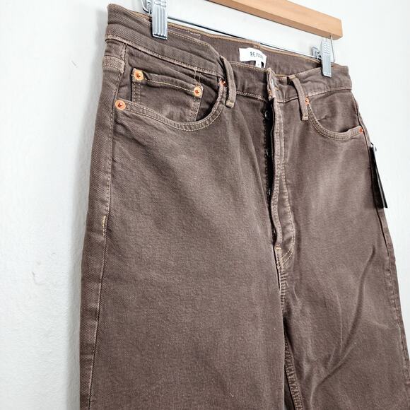 NEW Re/Done 70s Ultra High Rise Stove Pipe Jean in Washed Chocolate 28 - Picture 7 of 13